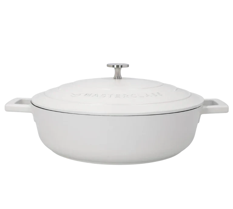 Støbt aluminiums sautergryde m/låg, creme - 4L